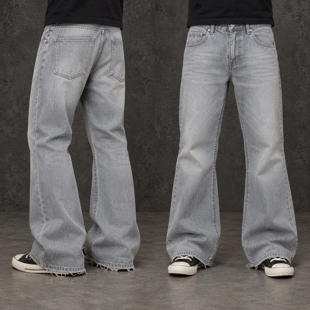 26x30 Grey Bootcut Flared Wide Leg Jeans Y2K 2000s Vintage